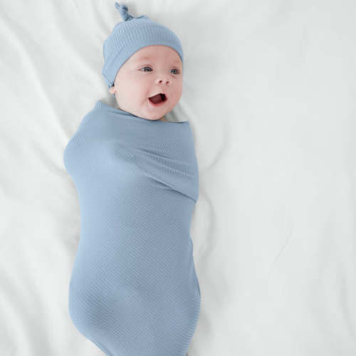 Fog Ribbed Swaddle & Hat Set