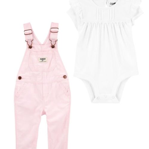 Bundle Baby Ruffle Sleeve Bodysuit and Overalls Set | oshkosh.com