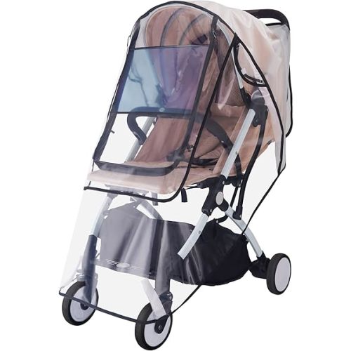 Bemece Stroller Rain Cover, Universal Stroller Accessory, Baby Travel Weather Shield for Summer, Windproof Waterproof, Protect from Dust Snow - Double Protection