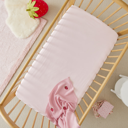 Stonewashed Cotton Marshmallow Pink Baby Fitted Sheets for Cot 2pk