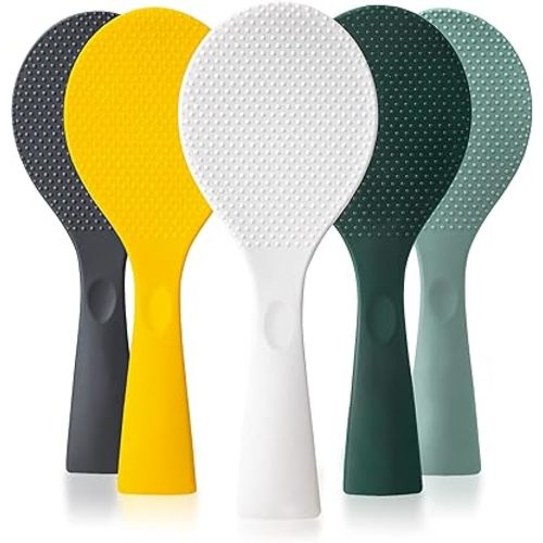 FireKylin Silicone Standing Rice Spatula with Non-Stick Paddle, Heat Resistant Rice Cooker Spoon, Serving Spoon for Grains (White)