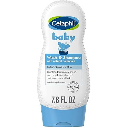 Cetaphil Baby Shampoo and Body Wash with Organic Calendula, Tear Free, Hypoallergenic, Ideal for Everyday Use, Dermatologist Tested, 7.8oz