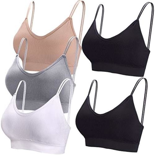 BQTQ 5 Pcs V Neck Tube Top Bra Padded Camisole Bra for Women Seamless Bralettes