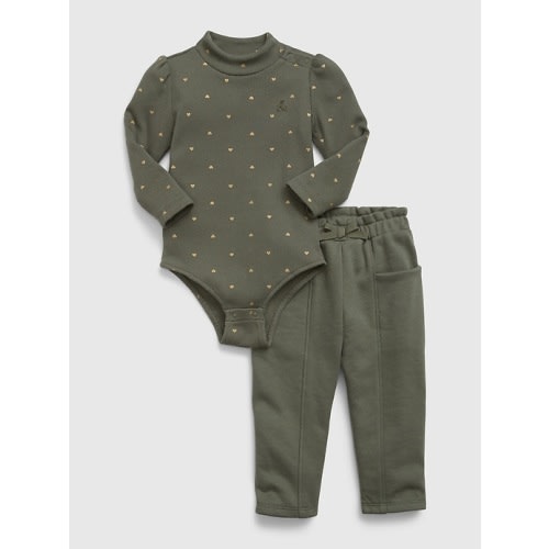 Baby Bodysuit Outfit Set in mesculen green, size: 3-6 M