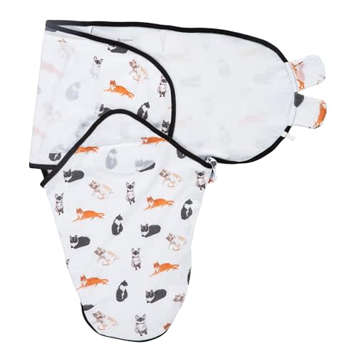 LollyBanks Baby Swaddles, 100% Organic Cotton Swaddle for Newborns Boys and Girls, 0-3 Months Swaddle Sacks with Easy Change Zipper, Newborn Swaddles Baby Registry (Cat Print)