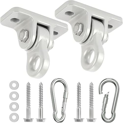 3500lb Heavy Duty Porch Swing Hangers Kit, with Screws Bolts for Wooden Sets Playground Porch Patio Yoga Seat Indoor Outdoor Hanging Snap Hooks (2 Pack Silver)