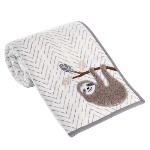 Baby Jungle Gray/White Faux Shearling Sloth Baby Blanket – Lambs & Ivy