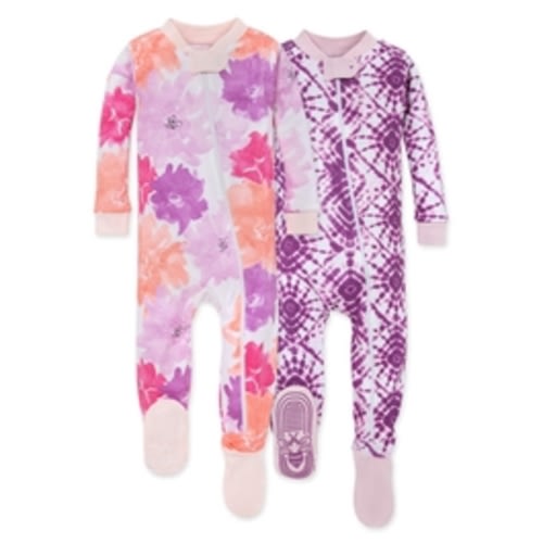 Watercolor Spring Organic Baby Zip Front Snug Fit Footed Pajamas 2 Pack | Burt's Bees Baby®