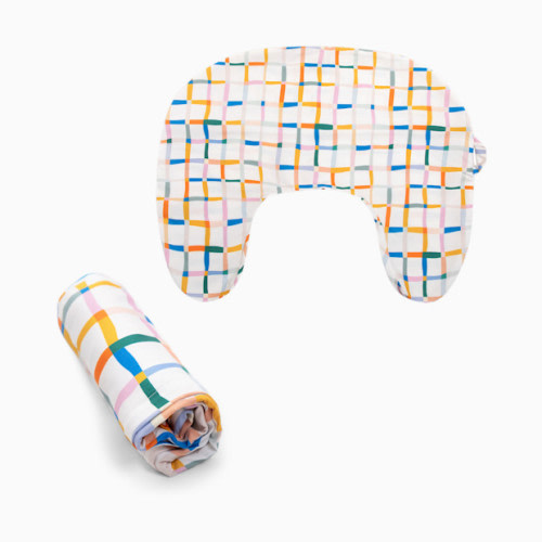 Nursing Pillow Cover - Rainbow Groovy Plaid
