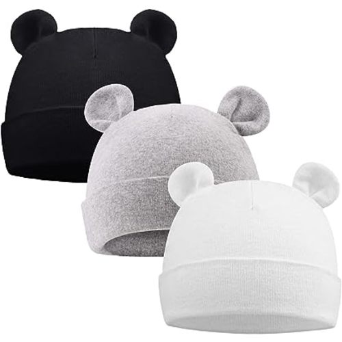 JANGANNSA Bonnet d'hiver en coton pour nouveau-né de 0 à 6 mois, chapeau d'hôpital pour bébé fille