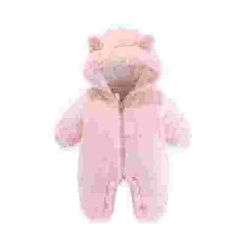 XFHLMJFF Onesies 0-3 Months Unisex Bear Ears Jumpsuit Hooded Baby Boys Girls Long Sleeve Winter Coat Solid Color Warm Thick Bodysuit