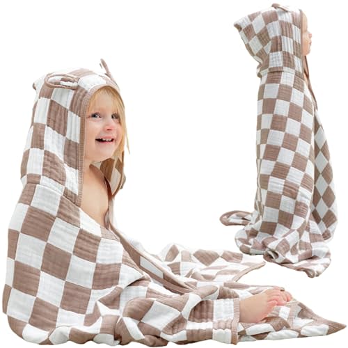 HardNok Ultra-Soft Muslin Toddler Hooded Towel - 55 x 28 Inches, Ideal for Bath & Beach, Suitable for Both Boys & Girls from Newborns to Toddlers