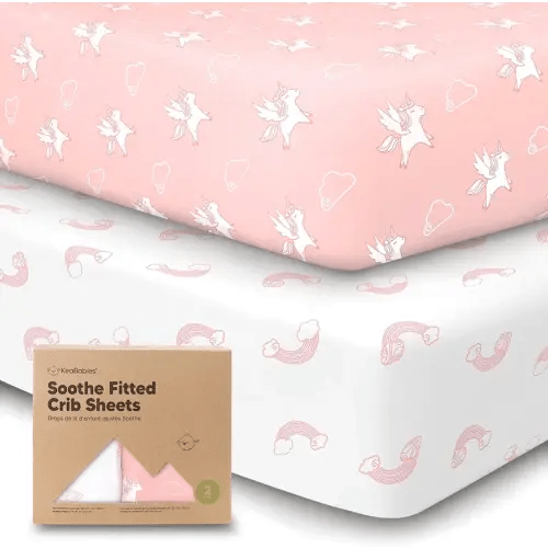 KeaBabies 2-Pack Organic Crib Sheets for Boys, Girls - 52x28 Fitted Crib Mattress Sheet Neutral, Breathable Jersey Cotton Cover for Baby Bed, Toddler Mattress, Soft & Cute Prints (Dreamland)