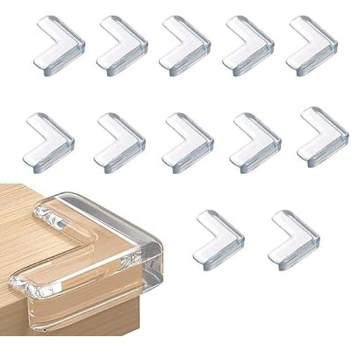 Corner Protector, Baby Proof Furniture Corner Guards, Safety Bumpers & Cushion to Cover Sharp Furniture & Table Edges,Clear and Transparent,Pre-Taped (12 Count L-Shape(Park of 1))