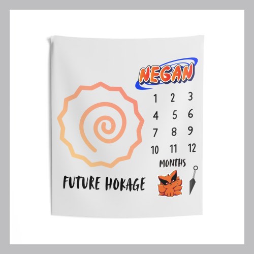Ninja Baby Milestone Blanket, Future Hokage Personalized Tapestry, Anime Nursery Decor, Custom Name Baby Gift, Infant Keepsake