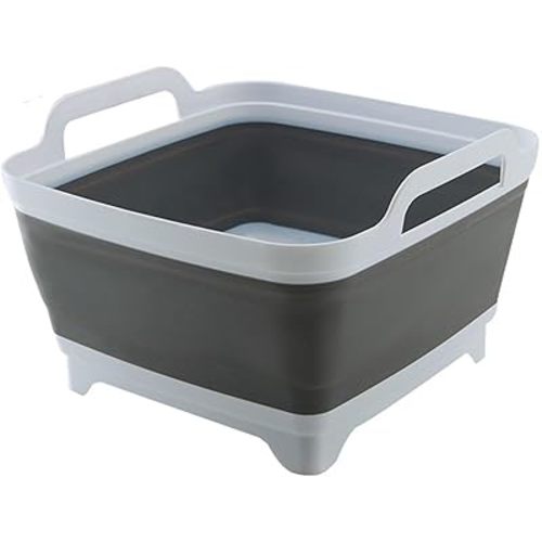 Collapsible Kitchen Sink with Drain - Portable and Foldable Dish Basin, Camping Sink, BBQ Prep Tub, and Laundry Tub(Gray)