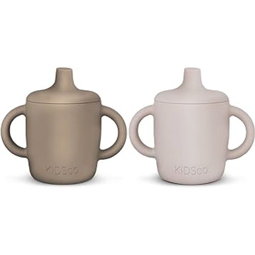 Silicone Sippy Cup and Training Cup for Baby 6 months+ Soft Spout and Handles Unbreakable Easy Grip for Babies 6-12 months and Toddlers 1-3 years 5oz/150ml (Oat and Tan)