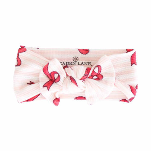 Coquette Christmas Bamboo Waffle Knit Large Bow Headwrap