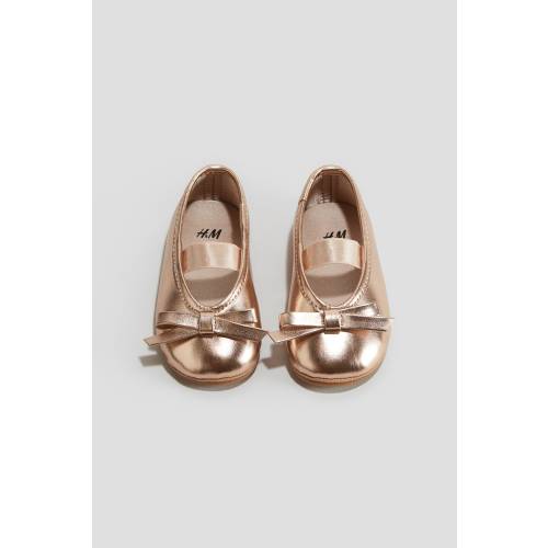 BOW-DETAIL BALLET FLATS, Metallic Pink - size 4-5