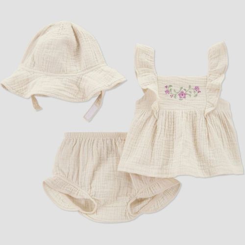 Carter's Just One You® Baby Girls' Creme Floral Dress with Hat - Cream 18M