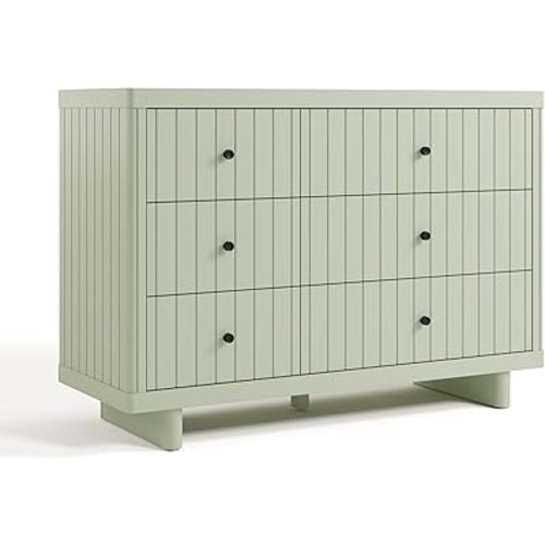 Storkcraft Kyoto 6 Drawer Dresser (Sage) - GREENGUARD Gold Certified, Nursery & Kids' Bedroom, Safety Interlocking Drawer System, & Easy Assembly with Pre-Installed Tracks