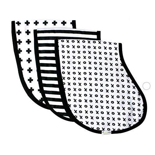 Ziggy Baby Muslin Burp Cloths, Burp Bib Set (3 Pack) Black + White