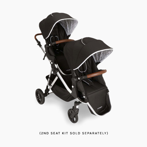 Mockingbird Single-to-Double Stroller - Black/Windowpane Canopy With Penny Leather