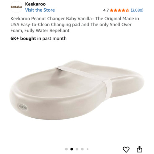 Keekaroo Peanut Changer Baby Vanilla– The Original Made in USA Easy-to-Clean Changing pad and The only Shell Over Foam, Fully Water Repellant