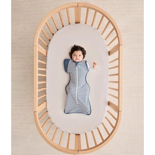 Love to Dream Swaddle Up Transition Bag, Medium (6-8.5kg), Ideal for 20-24°C, Patented Zip-Off Wings, Help Baby Transition from Being Swaddled to Arms-Free When Showing Signs of Rolling, Denim