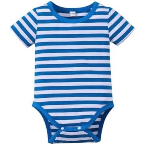 0-24M Baby Striped Romper Short Sleeve Bodysuit Infant Striped Casual Jumpsuit