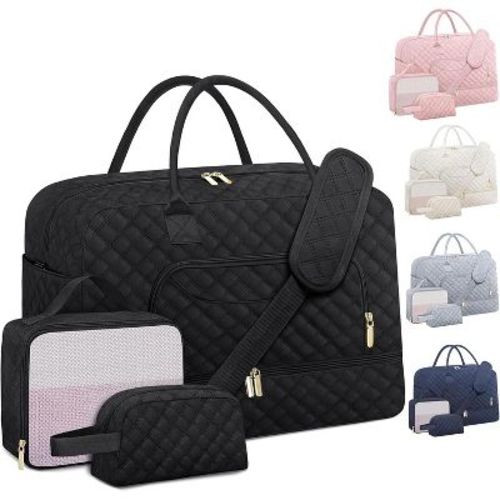 Weekender Bag for Women, Duffle with Shoe Compartment, Wet Toiletry Pocket, Hospital Travel Bag