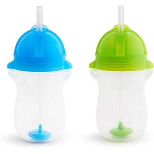 Munchkin® Any Angle™ Weighted Toddler Straw Cup with Click Lock™ Lid, 10 Ounce, 2 Pack, Blue/Green