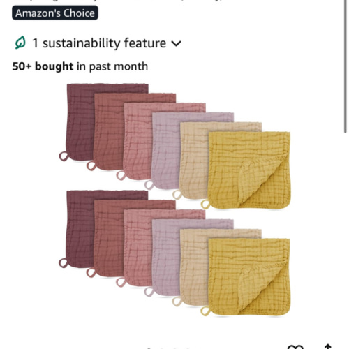 12 Pack Muslin Burp Cloths - Large 20" x 10", Ultra Absorbent 100% Cotton for Baby Drool and Messes - Soft, Gentle Baby Burp Rag for Boys & Girls -Brown, Honey, Bean Paste Series