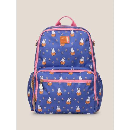 Miffy Flower Fields Zealous Diaper Bag Backpack | Blue & Orange | JuJuBe