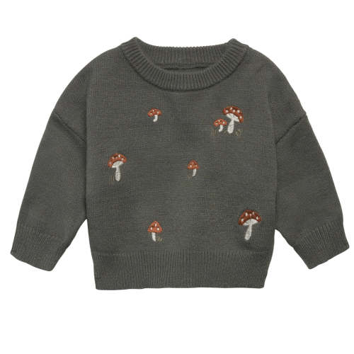 Baby Boys Dark Green Embroidered Mushrooms Viscose Sweater – Gerber Childrenswear