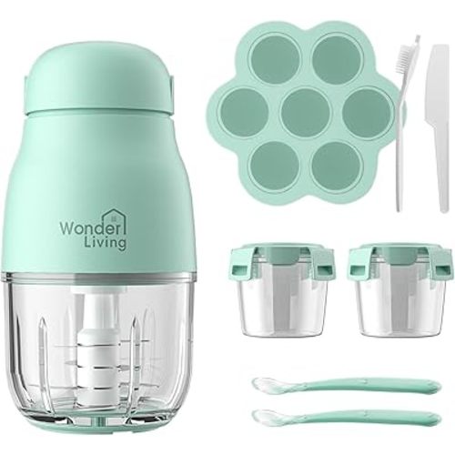 Baby Food Maker with Glass Cups & Freezer Tray, Compact Baby Processor for Smoothies, Hands-Free One-Touch, 230W Motor