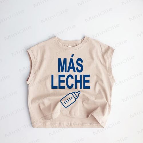 MÁS LECHE Baby Toddler Bottle Khaki Tank Top