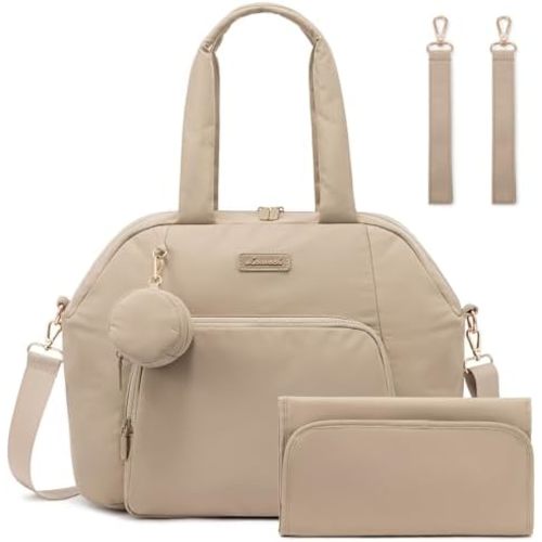 LOVEVOOK Diaper Bag Tote Puffer Baby Diaper Bag, Large Capacity Travel Diaper Tote with Changing Pad, Hospital Gym Bag