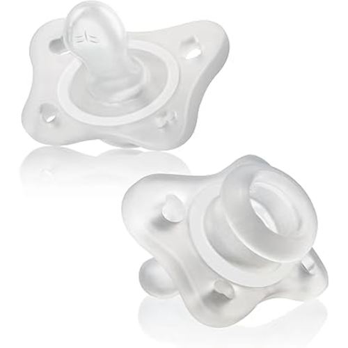 Chicco PhysioForma 100% Soft Silicone Mini One Piece Pacifier for Babies 0-2 Months | BPA & Latex Free | Reusable Sterilizing Case | 2pk