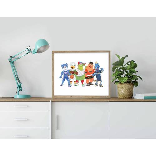 Five Philly Mascots Print (Phanatic, Gritty, Swoop, Franklin, Phang)