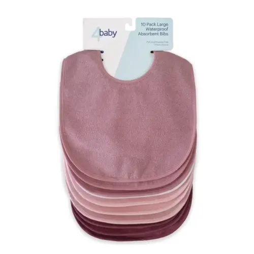 4Baby Bib Waterproof Absorbent Girl - 10 Packs | Baby Bunting AU