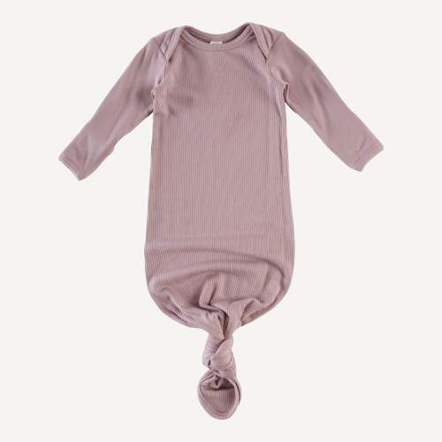 long sleeve lap neck knotted gown | mauve taupe | modal skinny rib