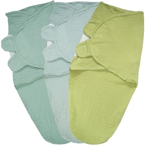 Organic Ultra Soft Muslin Baby Swaddles 3-Pack Vitality Style 0-3 Months