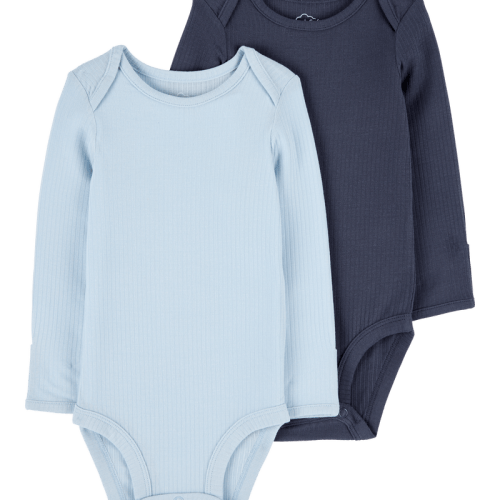 Blue Baby 2-Pack Long-Sleeve PurelySoft Bodysuits - Blue | Carter’s Oshkosh Canada