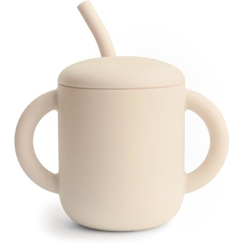 mushie 100% Silicone Training Cup & Straw for Toddlers | 6 Months+ (Shifting Sand)