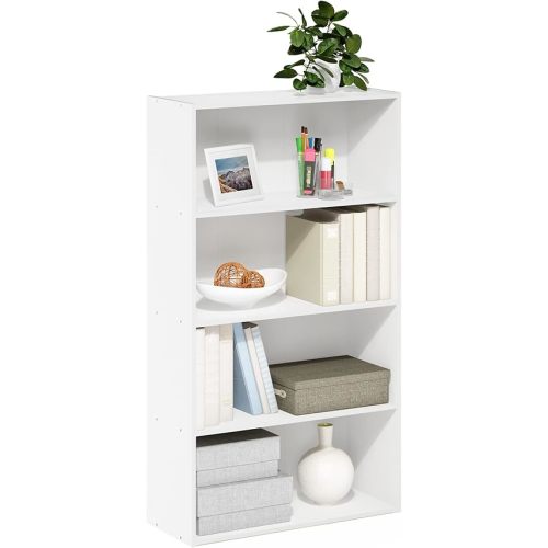 Furinno Pasir 4-Tier Bookcase/Bookshelf/Storage Shelves, White