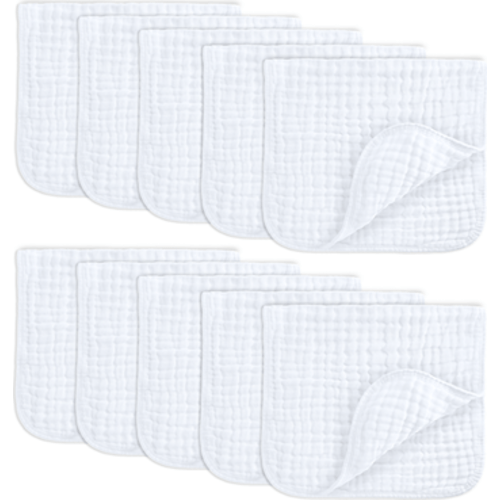 Muslin Burp Cloths - Pack of 10