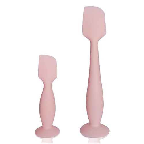 Baby Diaper Cream Spatula, 2 Pack Butt Spatula Baby, Silicone Diaper Cream Applicator, Full-Size + Mini Butt Paste Spatula for Babies, Newborn Baby Necessities (Pink)