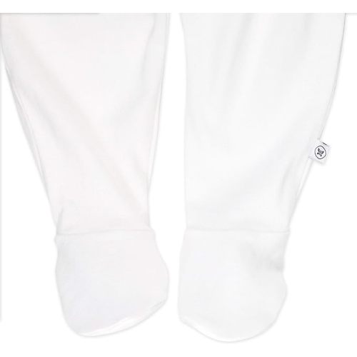 HonestBaby 3-Pack Footed Pants Roomy Fit Pull on Bottoms 100% Organic Cotton for Infant Baby Boys, Girls, Unisex - 0-3 Months - Bright White