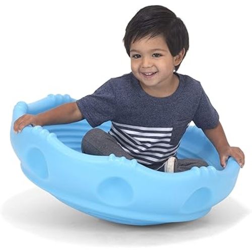 Simplay3 Two Sided Rock Around Wobble Disk and Climbing Dome for Toddlers and Kids - Rocking and Climbing - Indoor/Outdoor, Made in USA (Blue, 1 Pack)